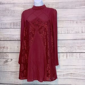 LIQUIDATION SALE Xhilaration Maroon Red Long Sleeve Lace Dress | Size Small